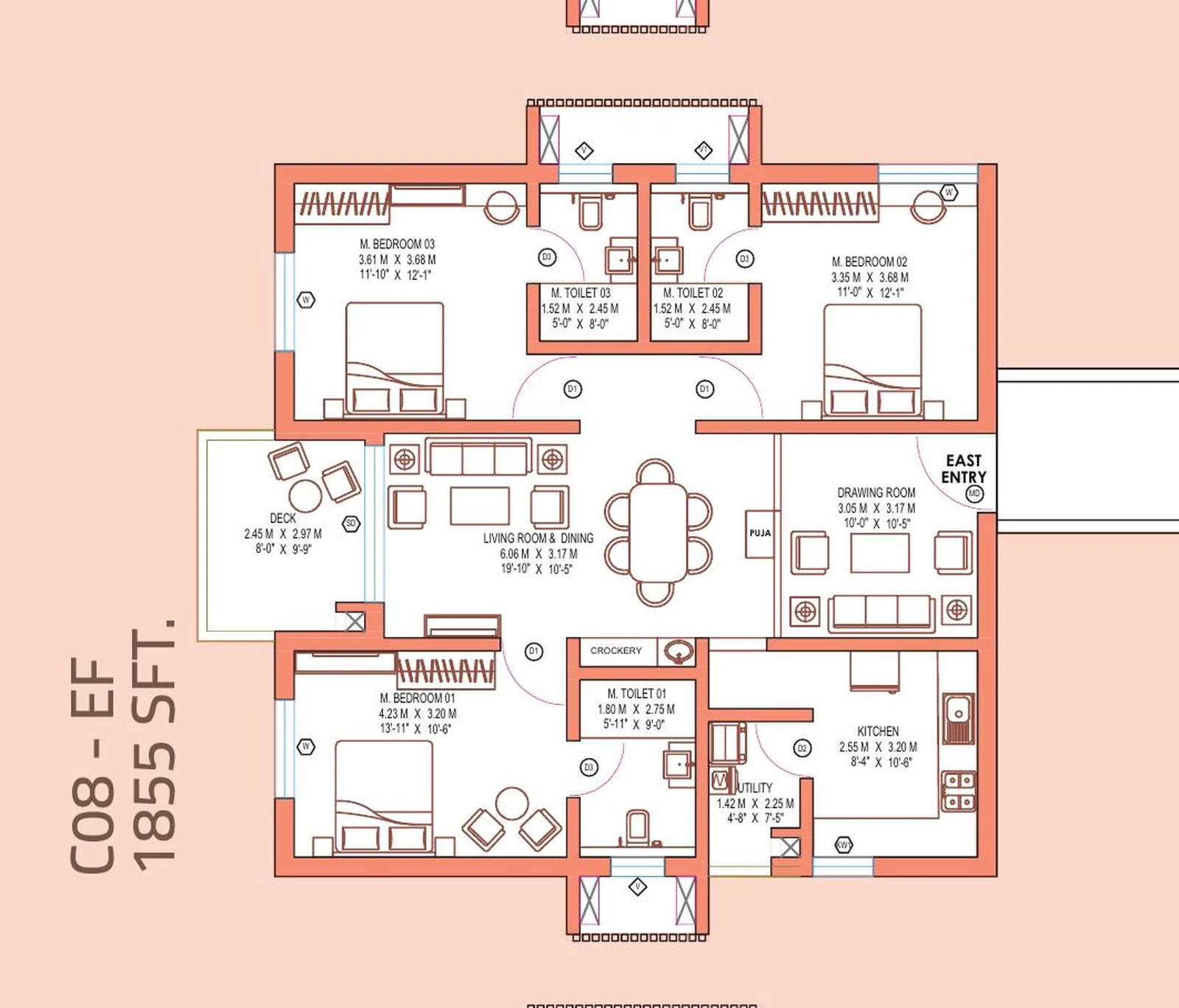 LINQ by Raghava — 3 BHK — 1,855 sq.ft floor plan